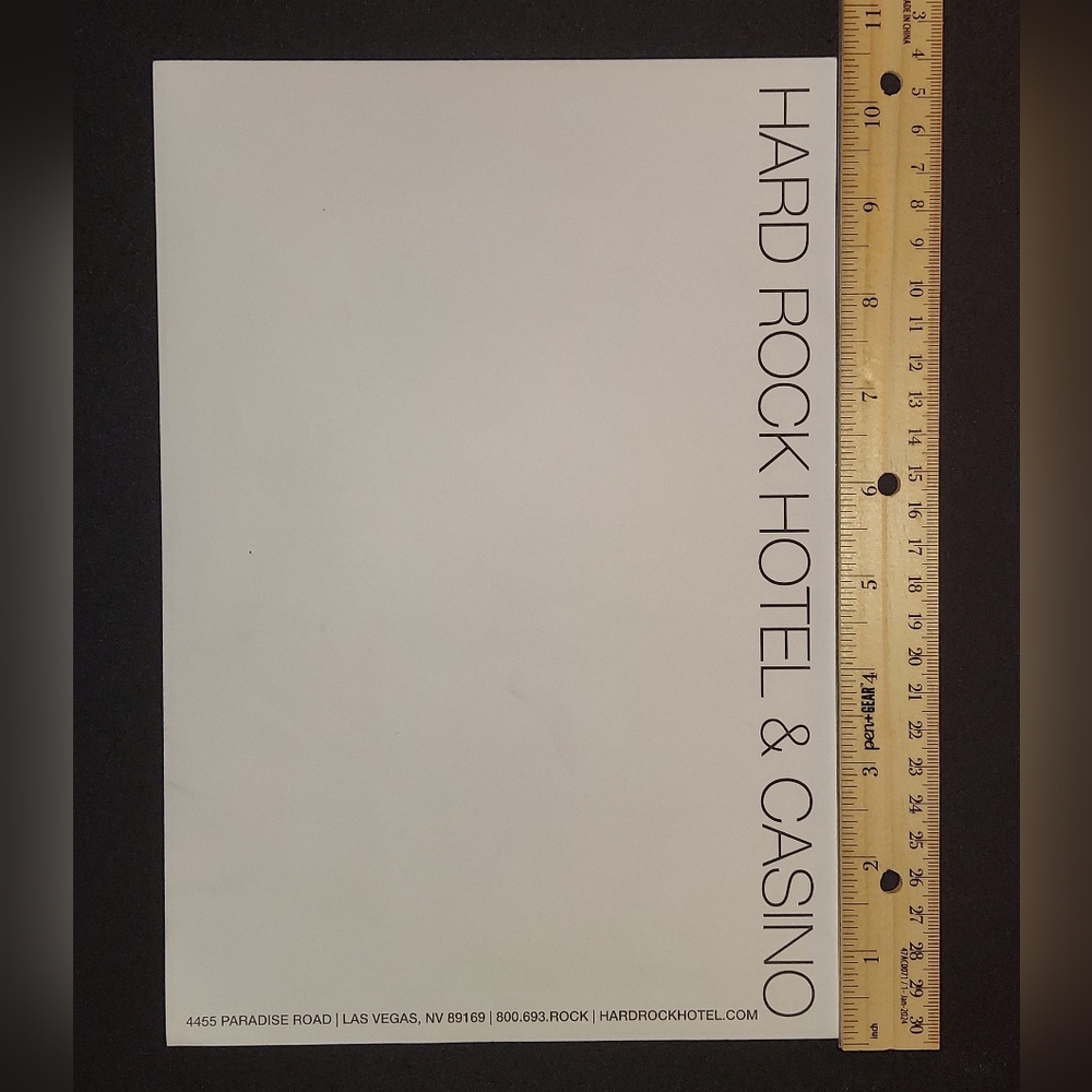Official Hard Rock Casino & Hotel of Las Vegas, Nevada Stationary Letter